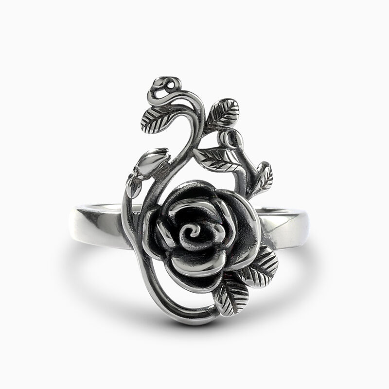 Jeulia "Gothic Rose" Flower Sterling Silver Ring