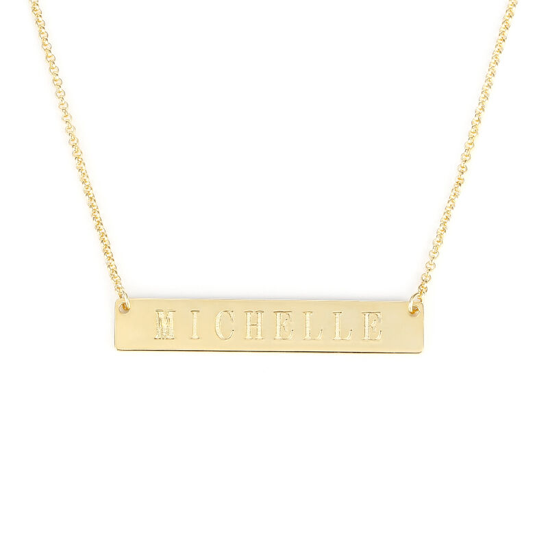 Jeulia Classic Engraved Bar Necklace Sterling Silver