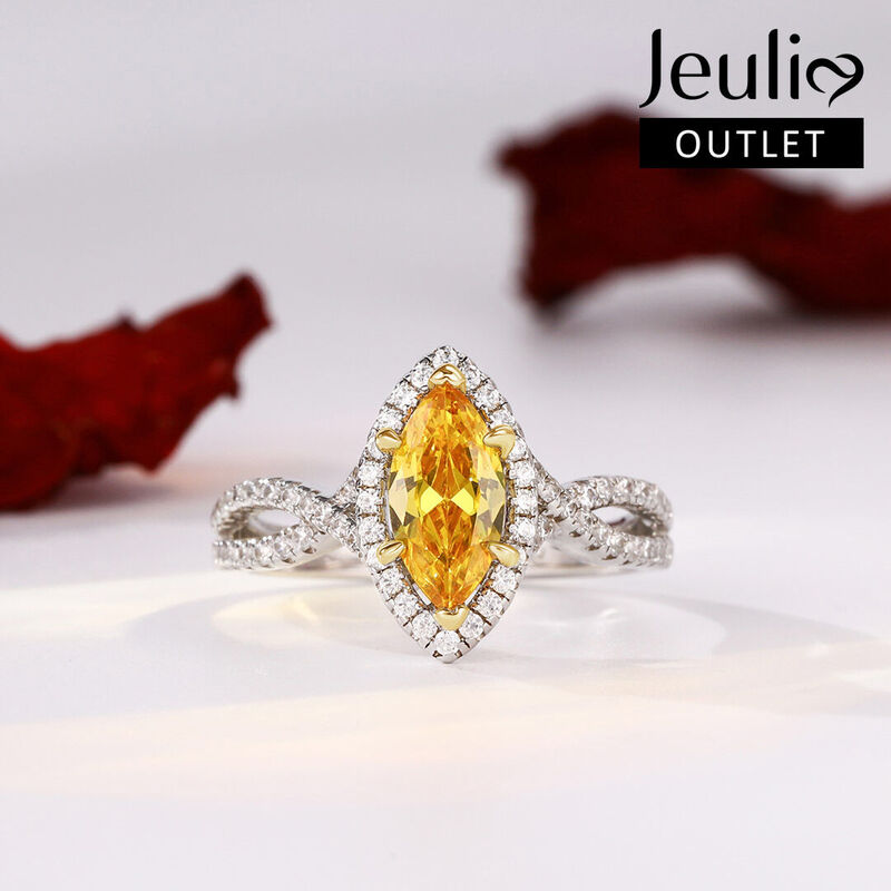 Jeulia Halo Marquise Cut Sterling Silver Ring