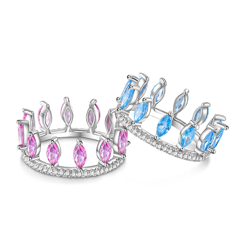 Jeulia Crown Design Marquise Cut Sterling Silver Ring Set