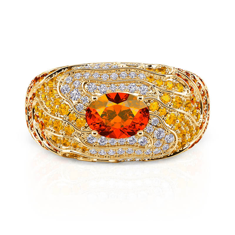 Jeulia x Leyla Art Deco Guld Cocktailring "Sunset Desert" i Sterling Silver
