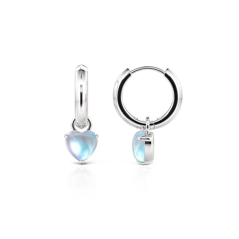 Jeulia Simple Heart Moonstone Hoop Earrings