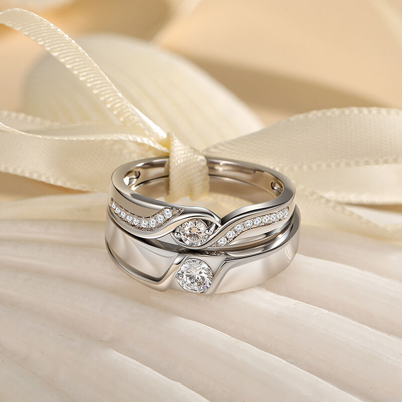 Jeulia Juego de Alianzas Corte Redondo Cruzado en Plata de Ley