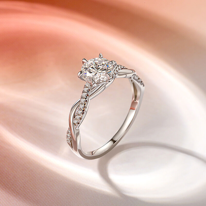 Jeulia Bague de Fiançailles Ronde Classique à Six Griffes Tordu Personnalisée