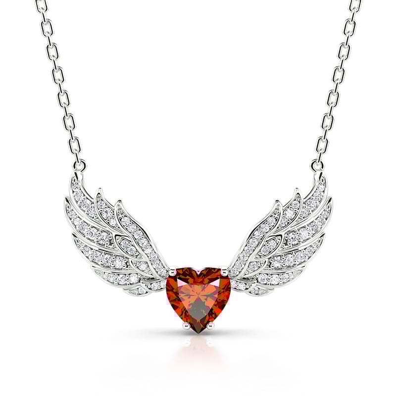 Jeulia "Love Journey" Heart Cut Wings Sterling Silver Necklace
