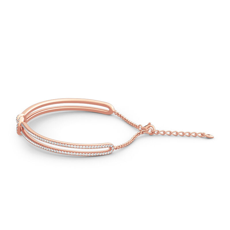 Jeulia Knot Design Sterling Silver Bangle Bracelet