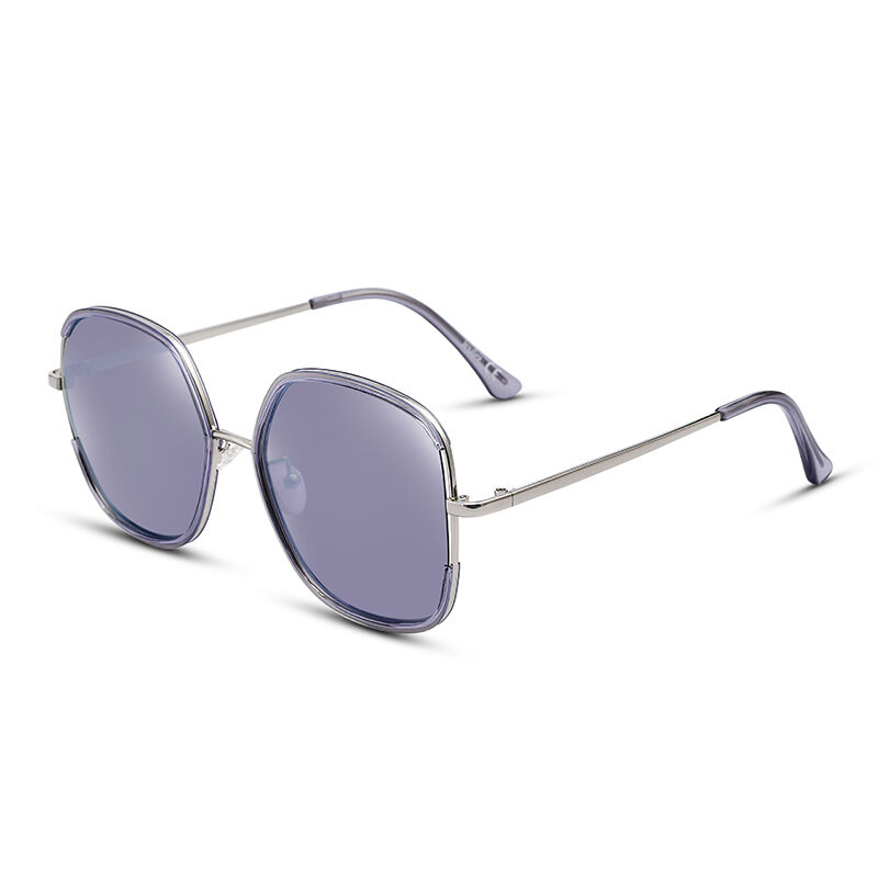 Jeulia "Rock 'n' Roll" Geometric Purple Mirror Polarized Unisex Sunglasses