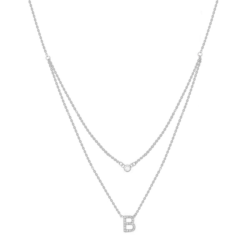 Jeulia "Timeless Romance" Personalized Sterling Silver Initial Necklace