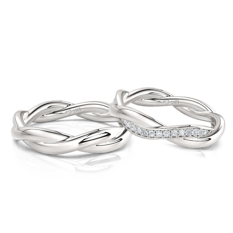 Jeulia Enkel Anpassad Parringset Med Tvinnad Design I Sterling Silver