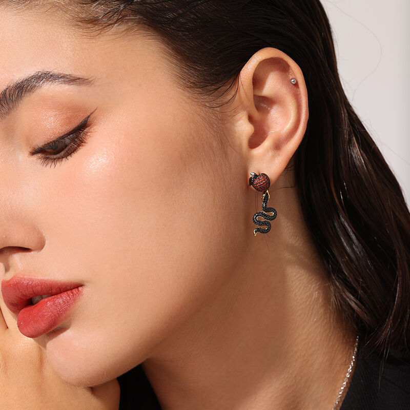 Jeulia Orecchini a Goccia con Serpente e Mela in Argento Sterling