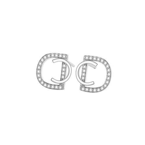 Jeulia Simple Letter Round Cut Sterling Silver Earrings