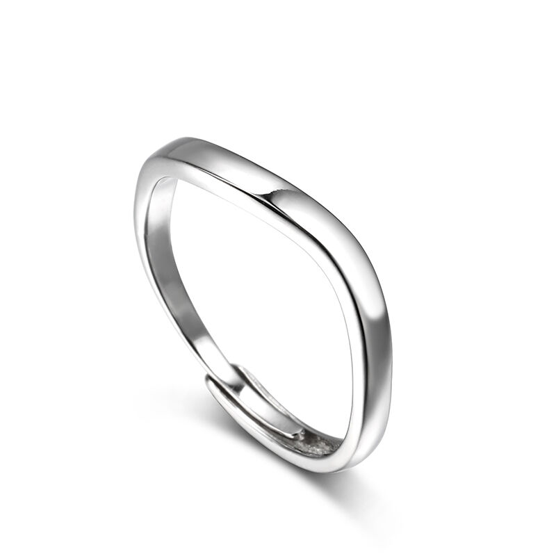 Jeulia "The Only Eternal Love" Simple Polished Adjustable Sterling Silver Women's Band