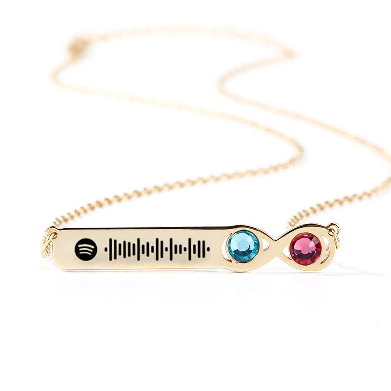 Jeulia Scannable Spotify Code Stainless Steel Necklace With Birthstone