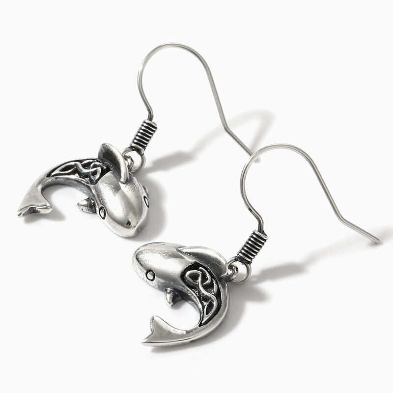Jeulia "Celtic Shark" Sterling Silver Earrings