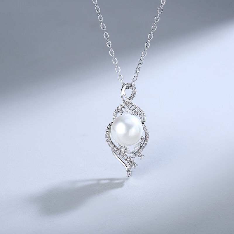 Jeulia "Wonderful Fate" Pearl Personalized Sterling Silver Necklace