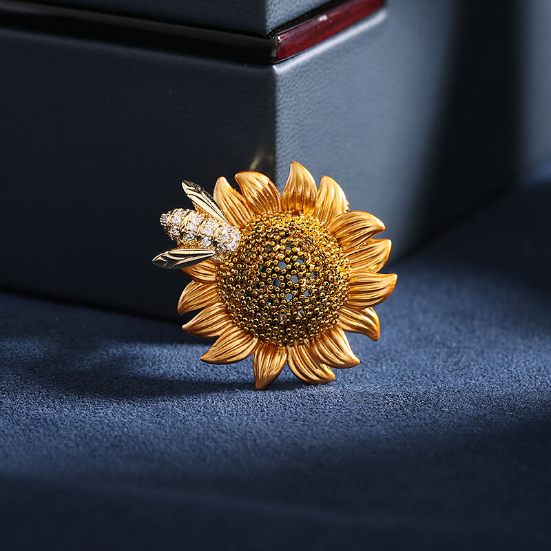 Jeulia Broche Diseño Girasol y Abeja Hermoso para Mujer