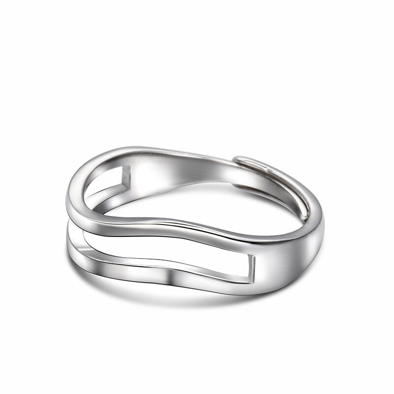 Jeulia "The Only Eternal Love" Simple Polished Adjustable Sterling Silver Men's Band