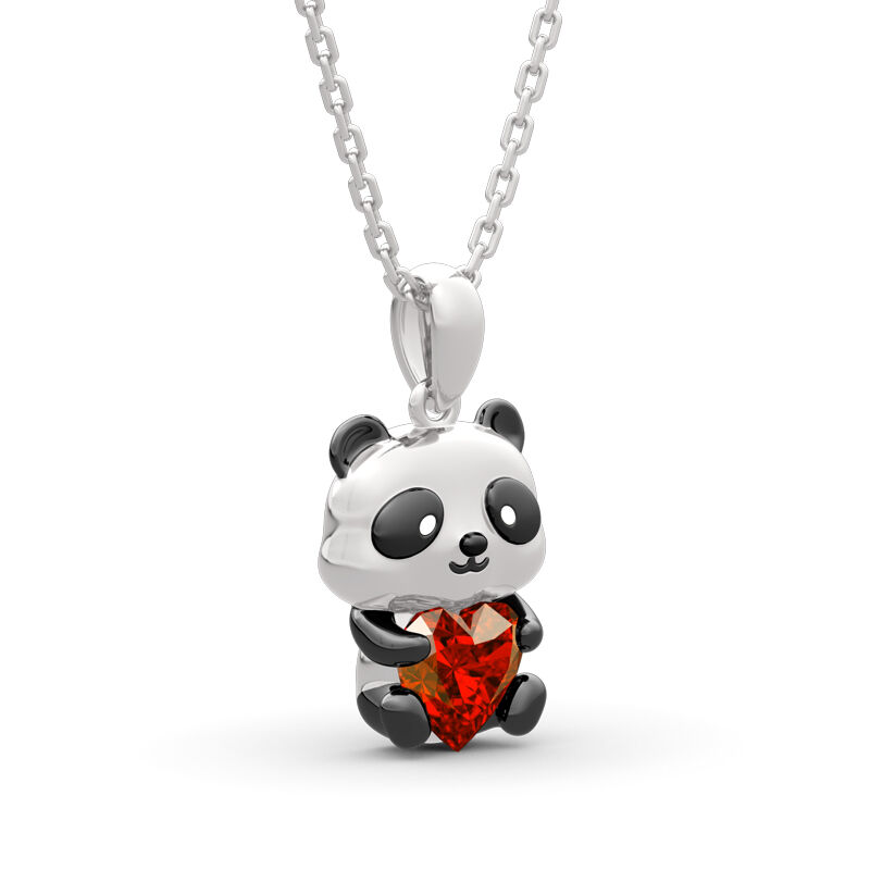 Jeulia Hug Me "Confess Your love" Panda Heart Cut Sterling Silver Necklace