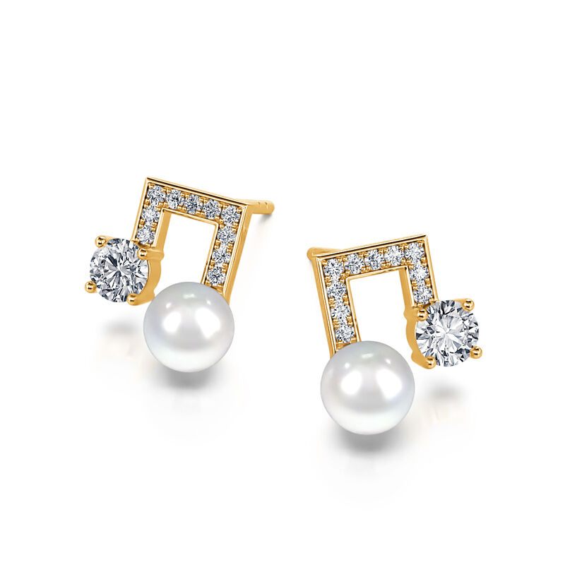 Jeulia "Sound of Music" Note Design Cultured Pearl Sterling Silver Earrings