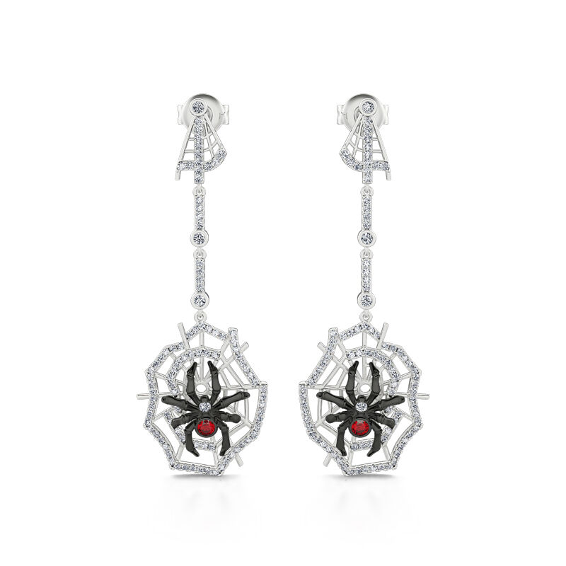 Jeulia "Web of Death" Spider Web Two Tone Sterling Silver Earrings