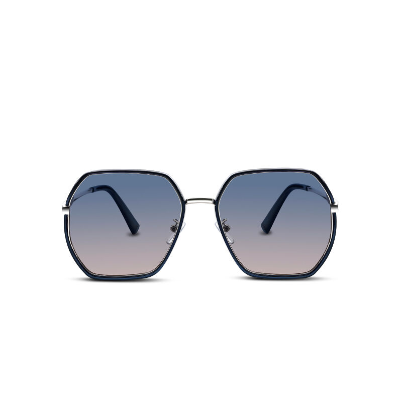 Jeulia "Impromptu" Hexagon Blue-Brown Gradient Polarized Women's Sunglasses
