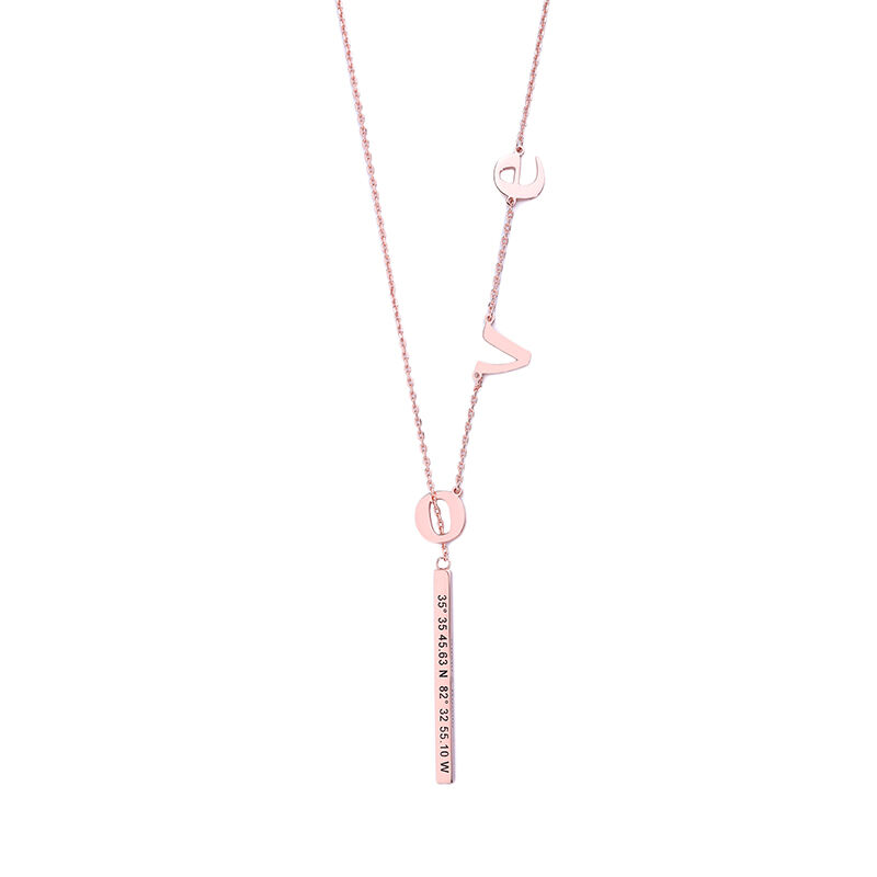 Jeulia “LOVE” Vertical Bar Personalized Sterling Silver Necklace