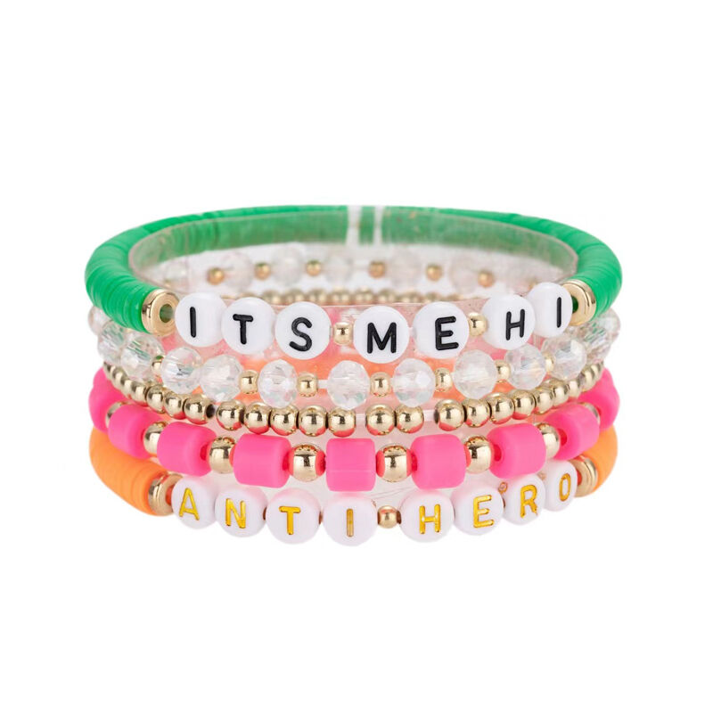 Jeulia Bohemian Colorful Letter Beads Adjustable Friendship Bracelet Set