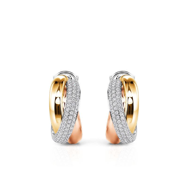 Jeulia Tri Color Hoop Earrings with Gemstones Sterling Silver