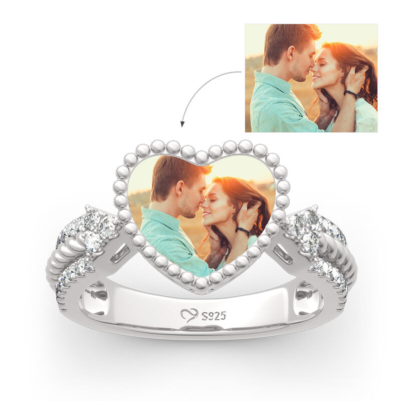 Jeulia "You Are Special" Sterling Silver Personalized Photo Ring