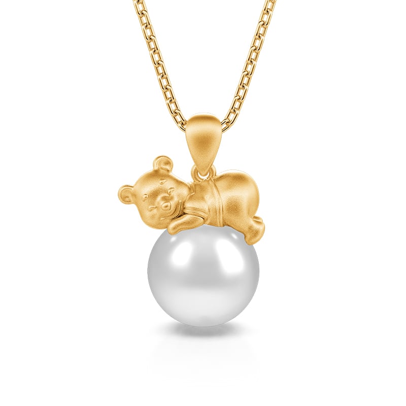 Jeulia "Bear's Lullaby" Pearl Sterling Silver Necklace