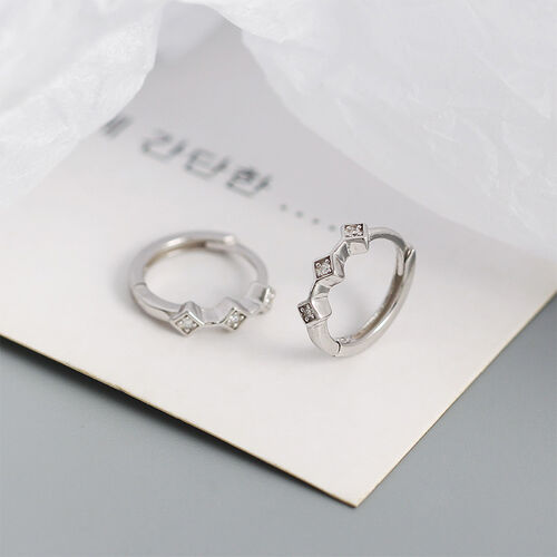 Jeulia "Geometric Candy" Sterling Silver Hoop Earrings