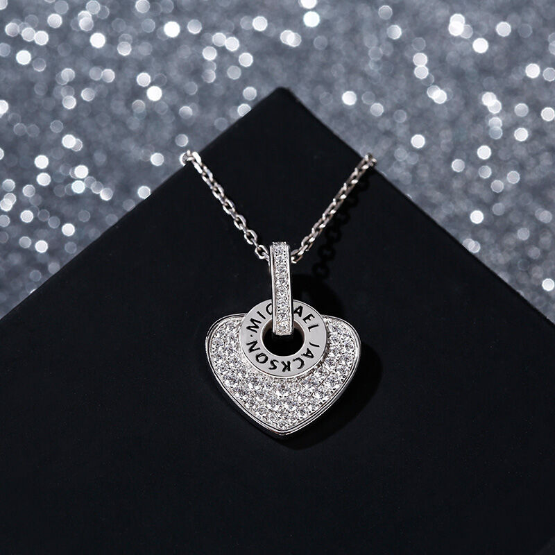 Jeulia "The King of Pop Music" Heart Sterling Silver Necklace