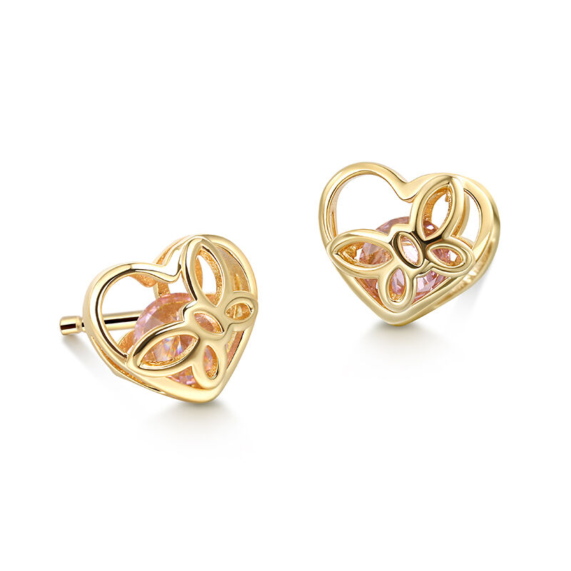 Jeulia "Fluttering Hearts" Butterfly Round Cut Sterling Silver Children's Earrings