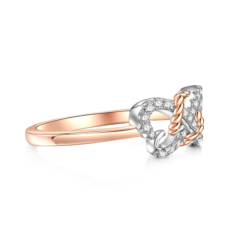 Jeulia Anillo para Mujeres de Dos Tonos Infinito Amor Corazón Mariposa Plata Esterlina