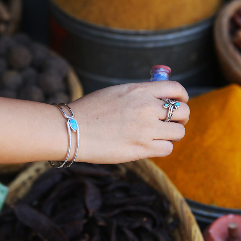 Jeulia Water-Drop Opal Cuff Bracelet