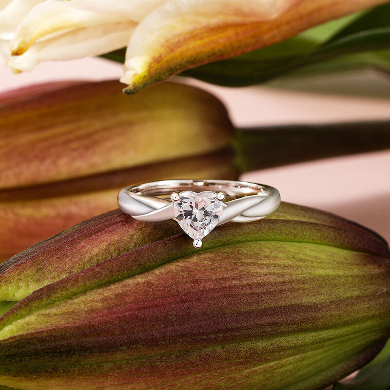 Jeulia Anillo de Promesa Corazón Personalizado Simple con Diseño de Nudo