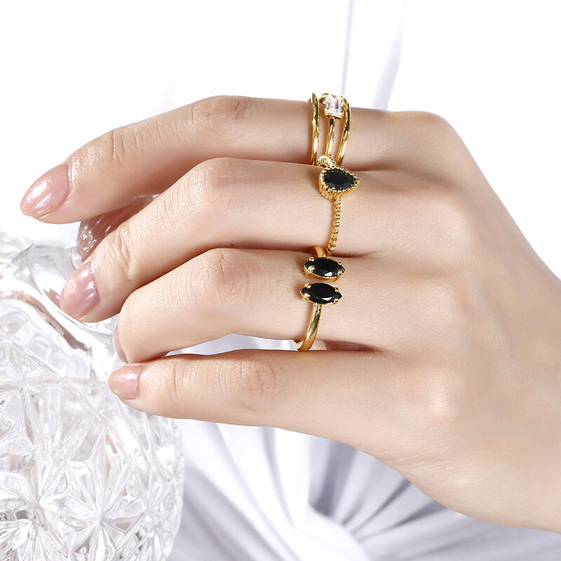 Jeulia Bead Pear Cut Sterling Silver Ring