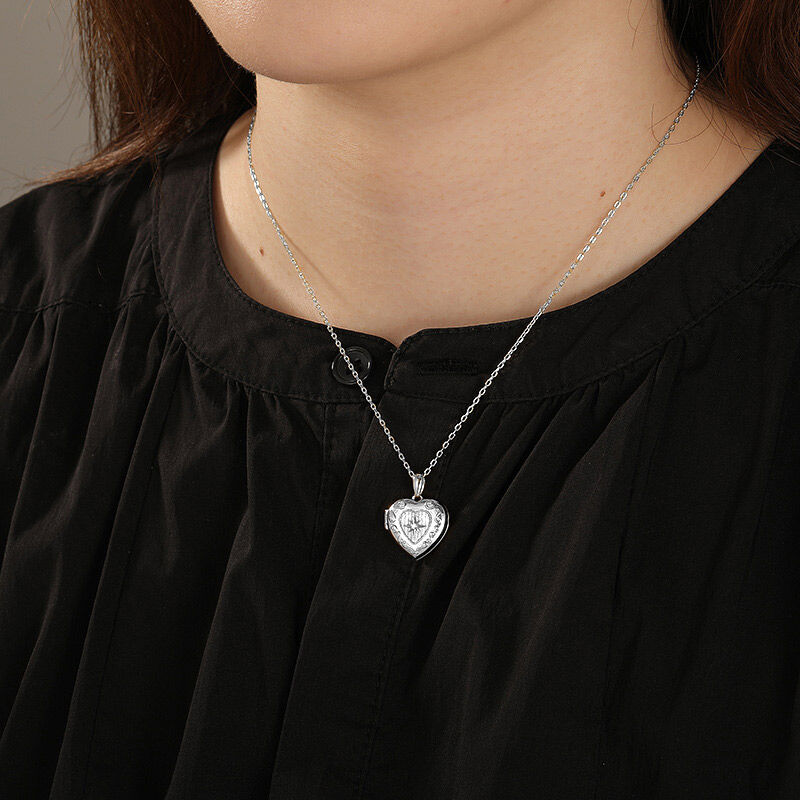 Jeulia Collier Médaillon Cœur Photo Personnalisé avec Pierre de Naissance