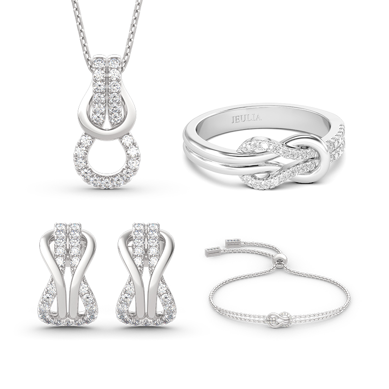 Jeulia Infinity Love Sterling Silver Jewelry Set