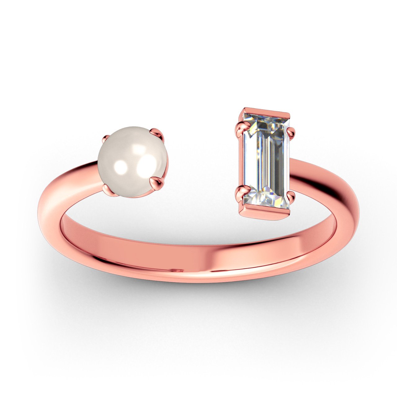 Jeulia Cultured Pearl Sterling Silver Open Ring