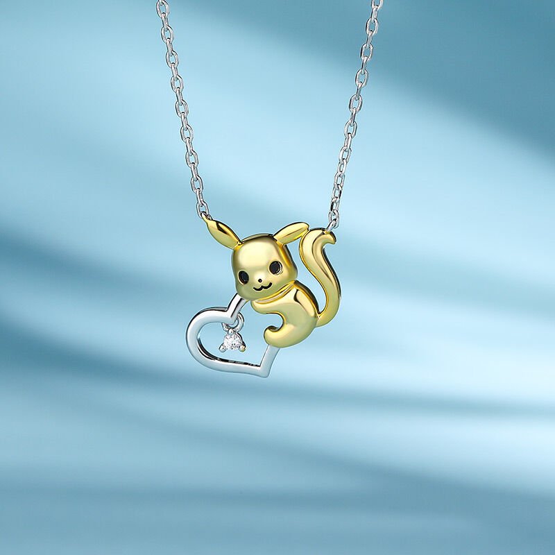 Jeulia "Heartbeat Moment" Cute Design Heart Sterling Silver Necklace