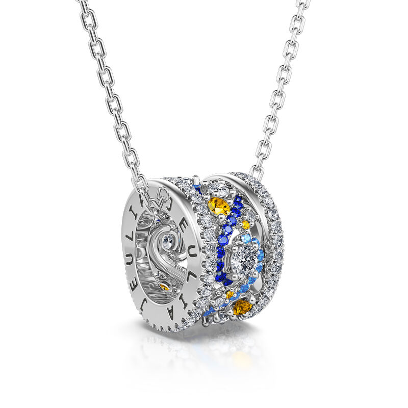 Jeulia "Dreamy Secret" The Starry Night Inspired Sterling Silver Necklace