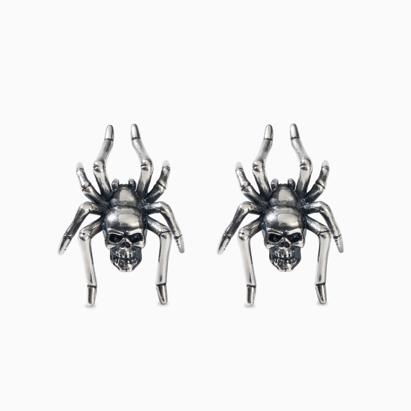 Jeulia "Spider" Skull Sterling Silver Earrings