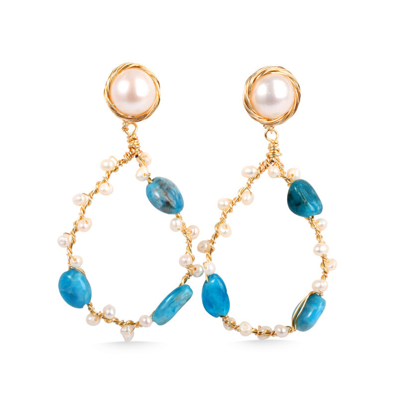Jeulia "Assurance & Manifestation" Elegant Pearl Natural Apatite Earrings