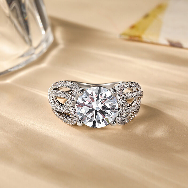 Jeulia Intertwined Round Engagement Ring Sterling Silver