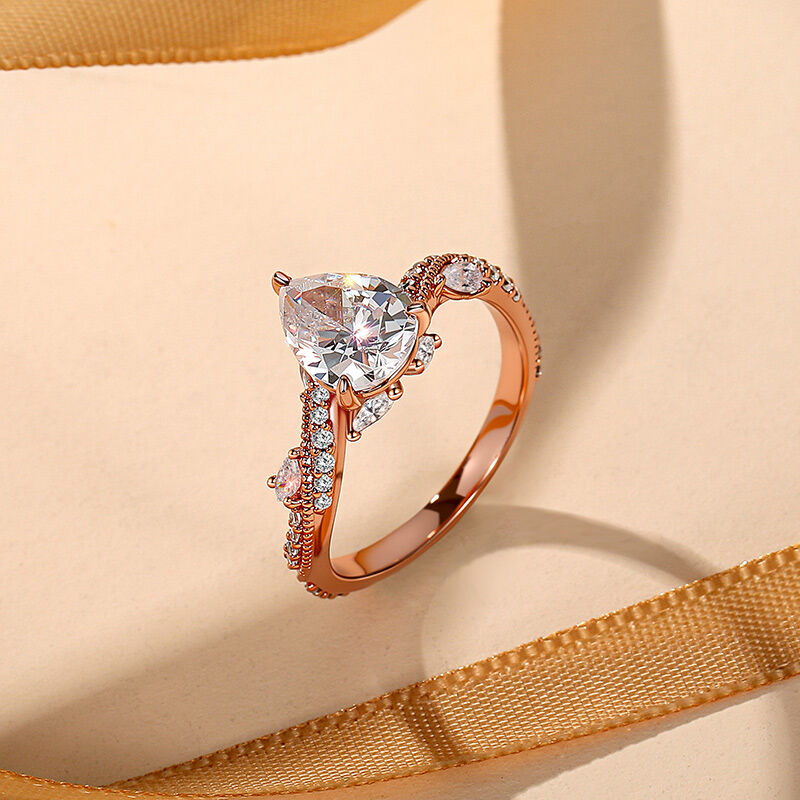 Jeulia Bypass Twisted Vine Custom Pear Shaped Engagement Ring