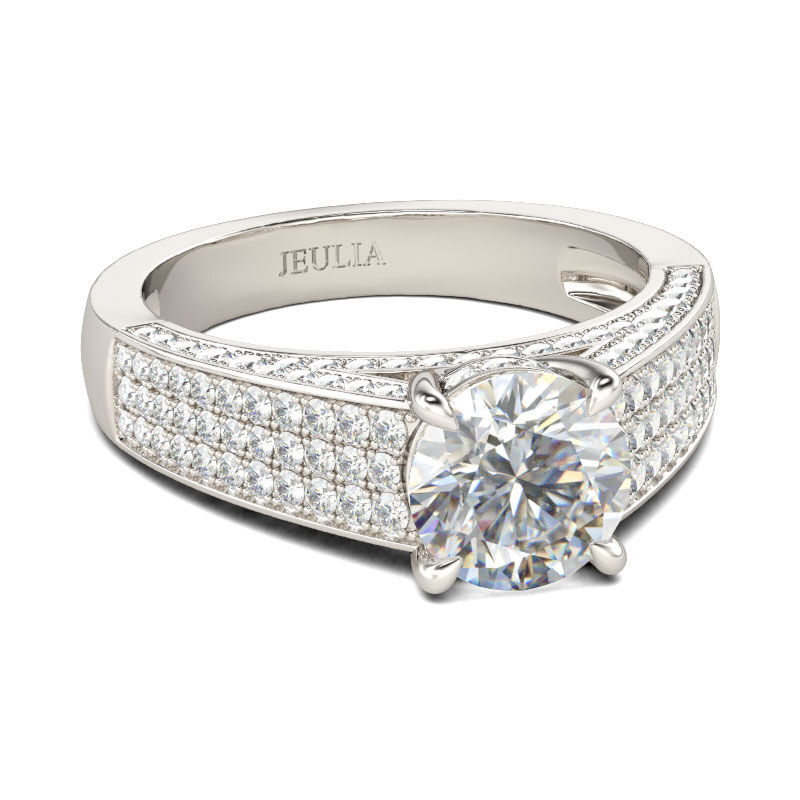 Jeulia Pave Round Cut Sterling Silver Ring