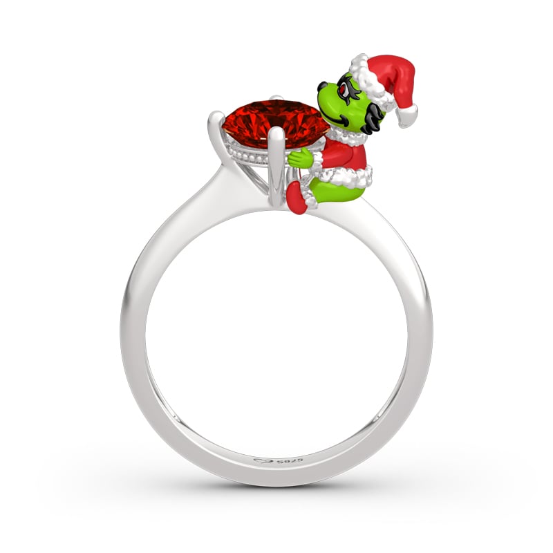 Jeulia Hug Me "Welcome Christmas" Round Cut Sterling Silver Ring