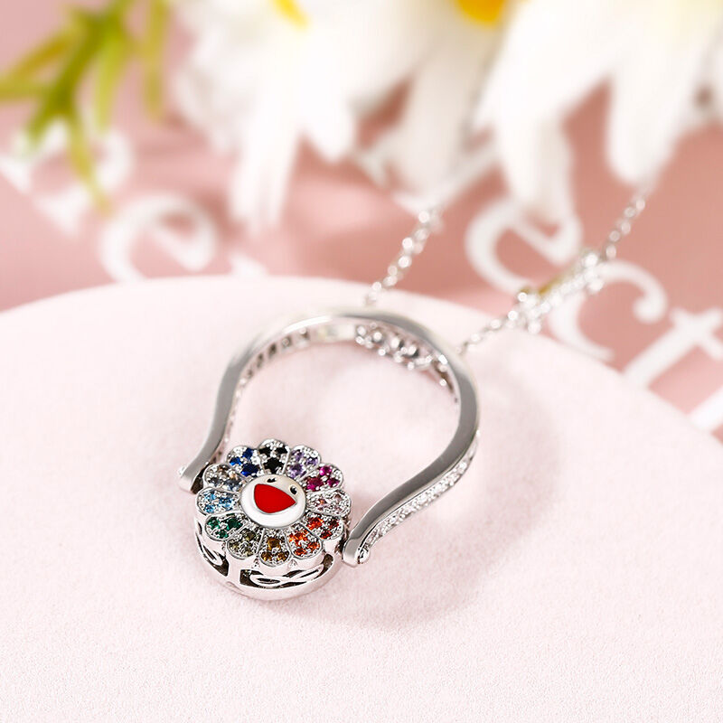 Jeulia "Childish Power" Solros Sterling Silver Personlig Fotoring (Med En Gratis Kedja)
