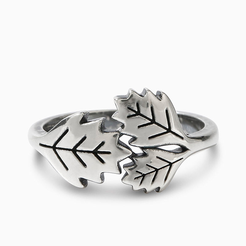 Jeulia "Oak Tree Leaf" Sterling Silver Ring